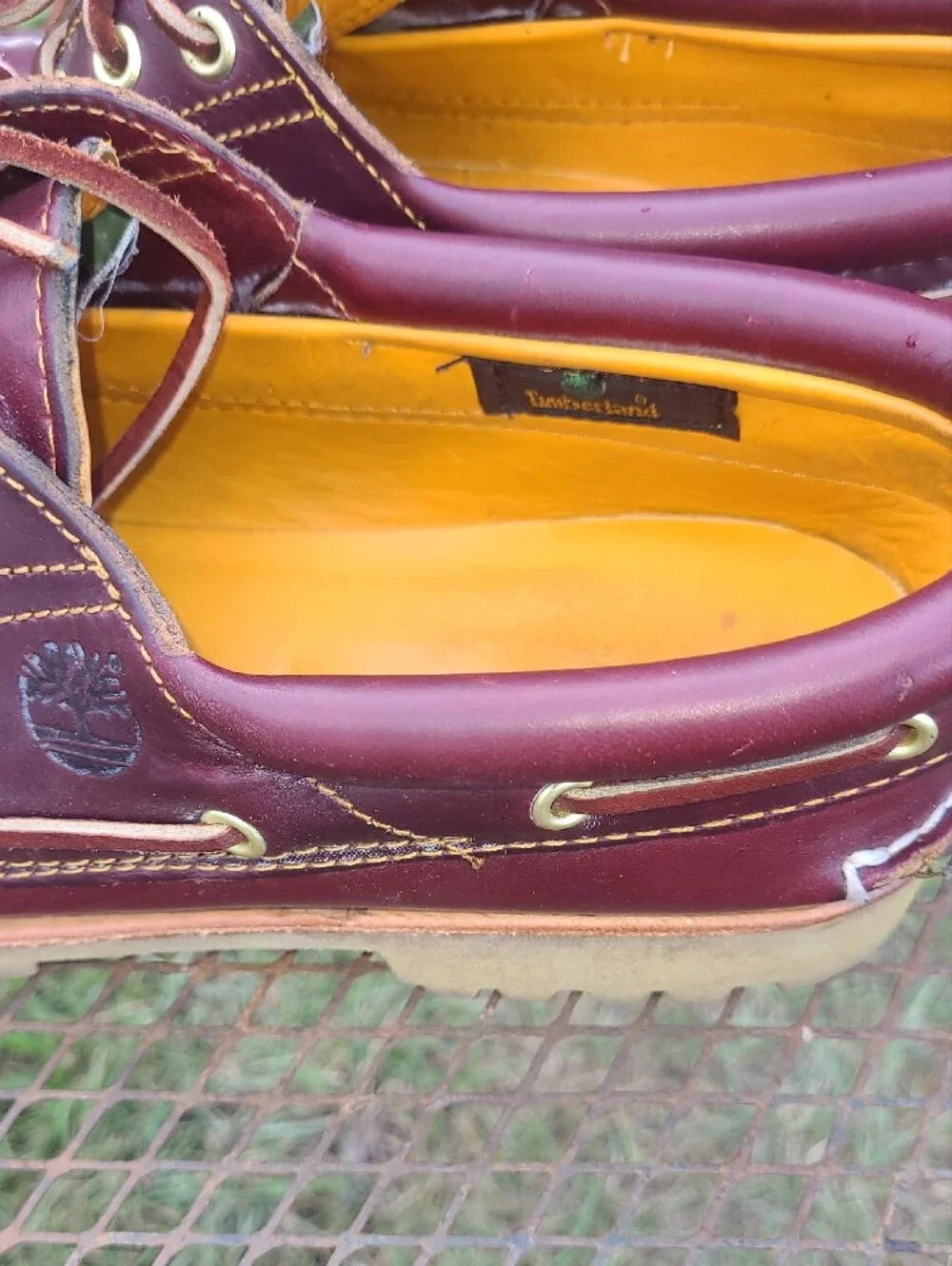 Timberland Men's Brown Leather Boat Shoes with Tan Crepe Sole Size Mens 9.5m